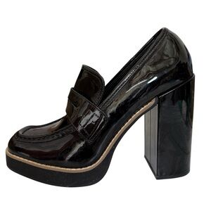 Steve Madden Glossy Black Platform Loafers. Size 11M